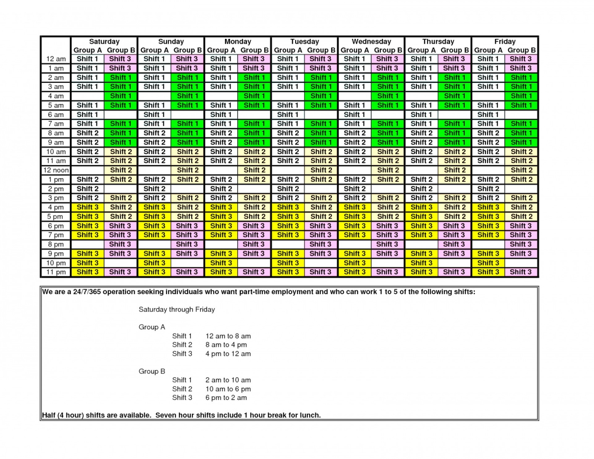 12 Hour Rotating Shift Schedule Template