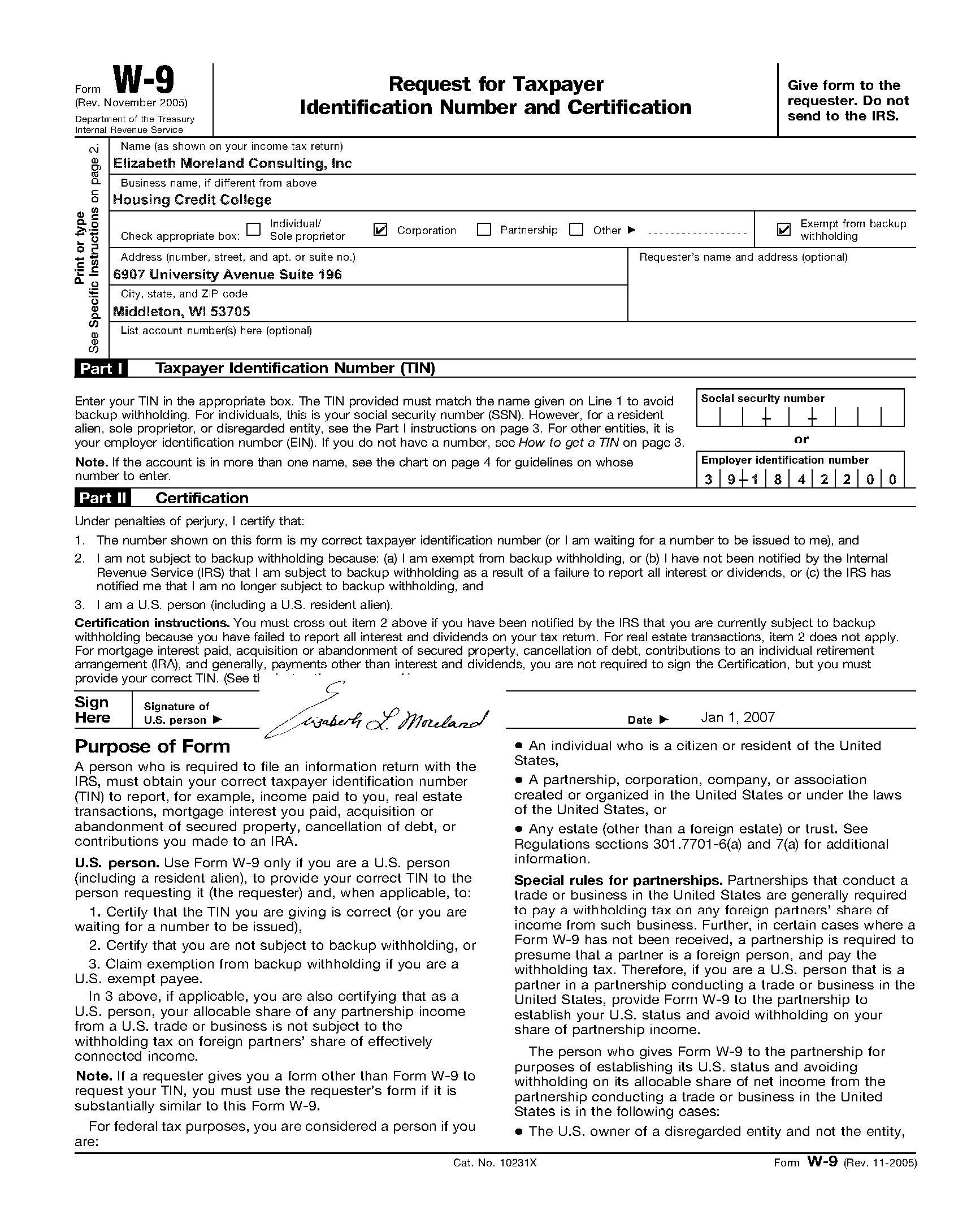 Irs Form W 9 Fillable