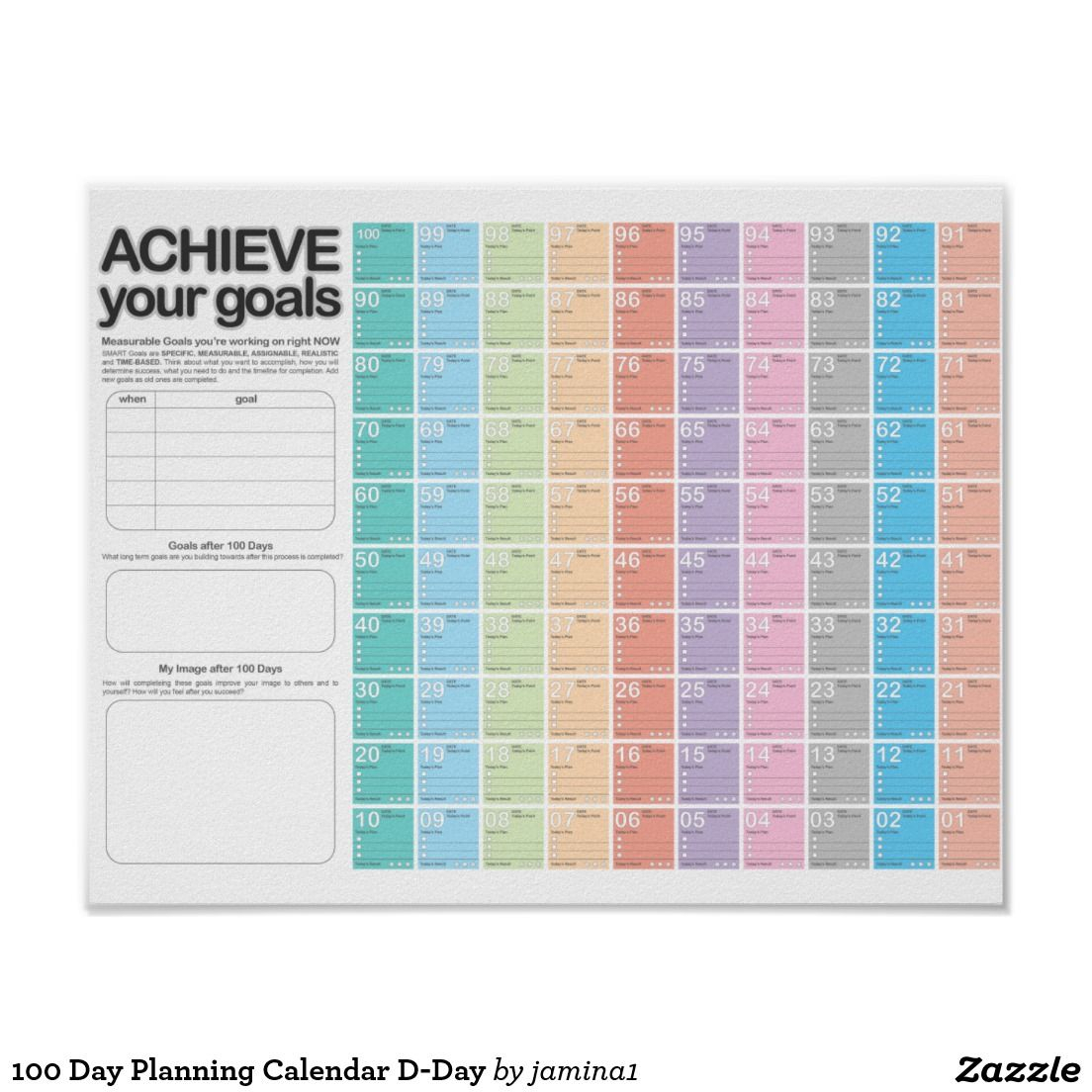100 Day Planning Calendar D-Day Poster | Zazzle