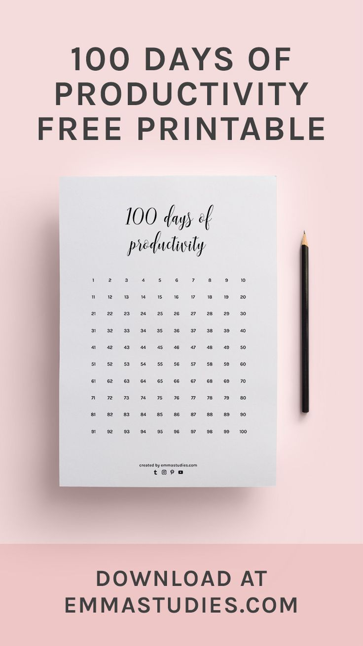 100 Days Of Productivity Calendar Progress Tracker Printable