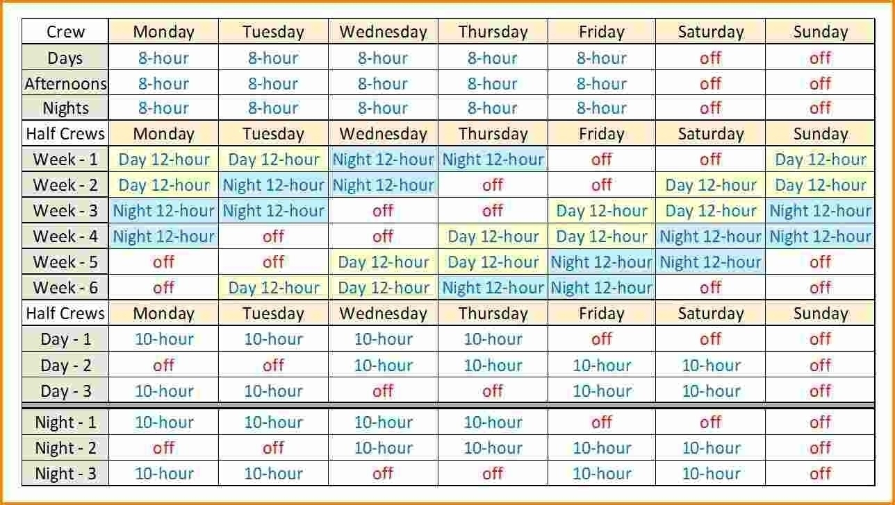 12 Hour Shift Schedule Template - Calendar Inspiration Design