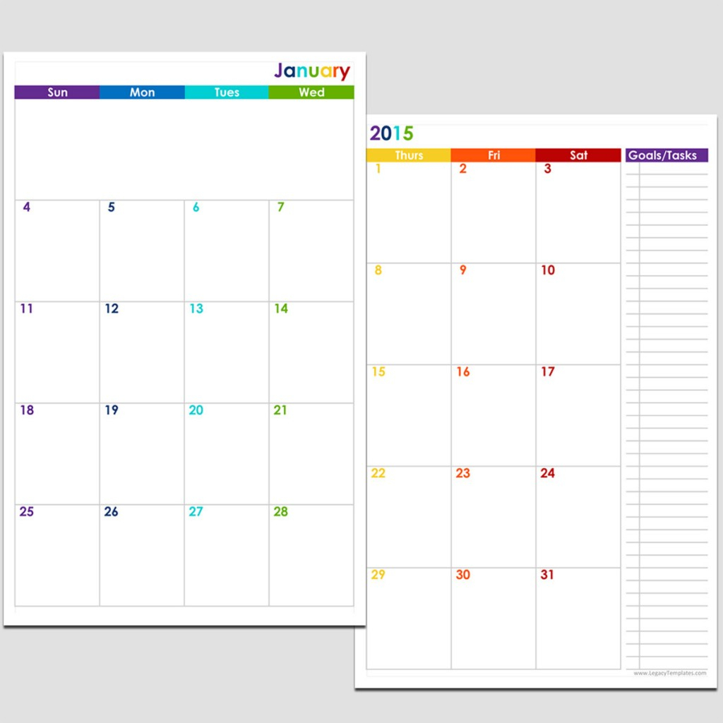 2 Page Monthly Calendar Template 2015 - Tunu.redmini.co
