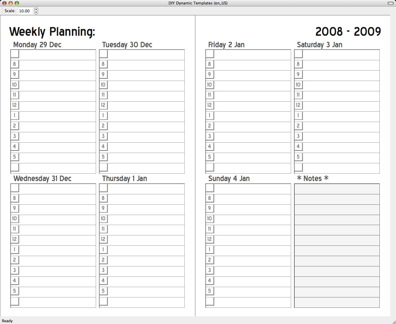 2 Page Weekly Calendar Template - Colona.rsd7