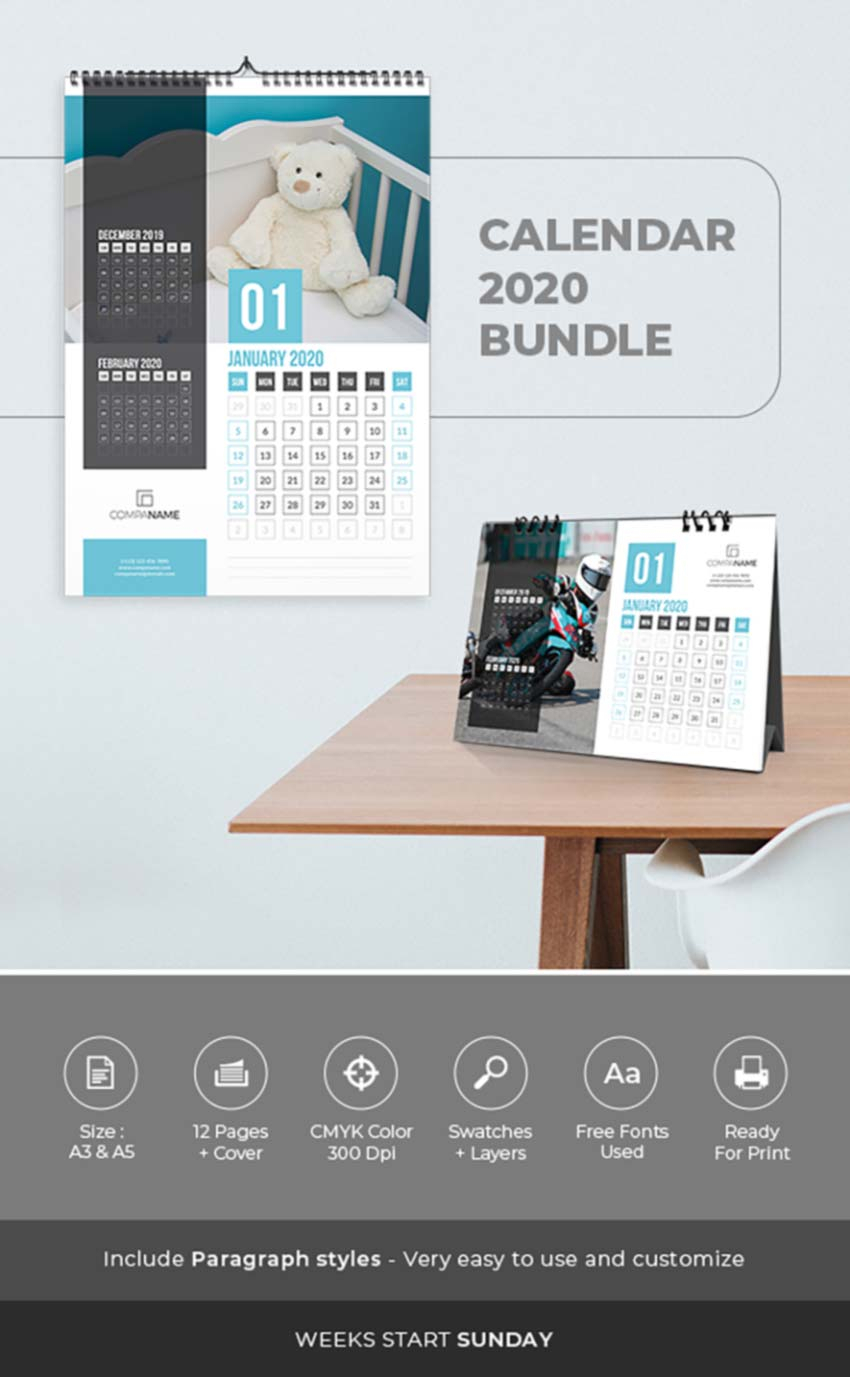 20+ Best Indesign Calendar Templates 2020 – Creative Touchs