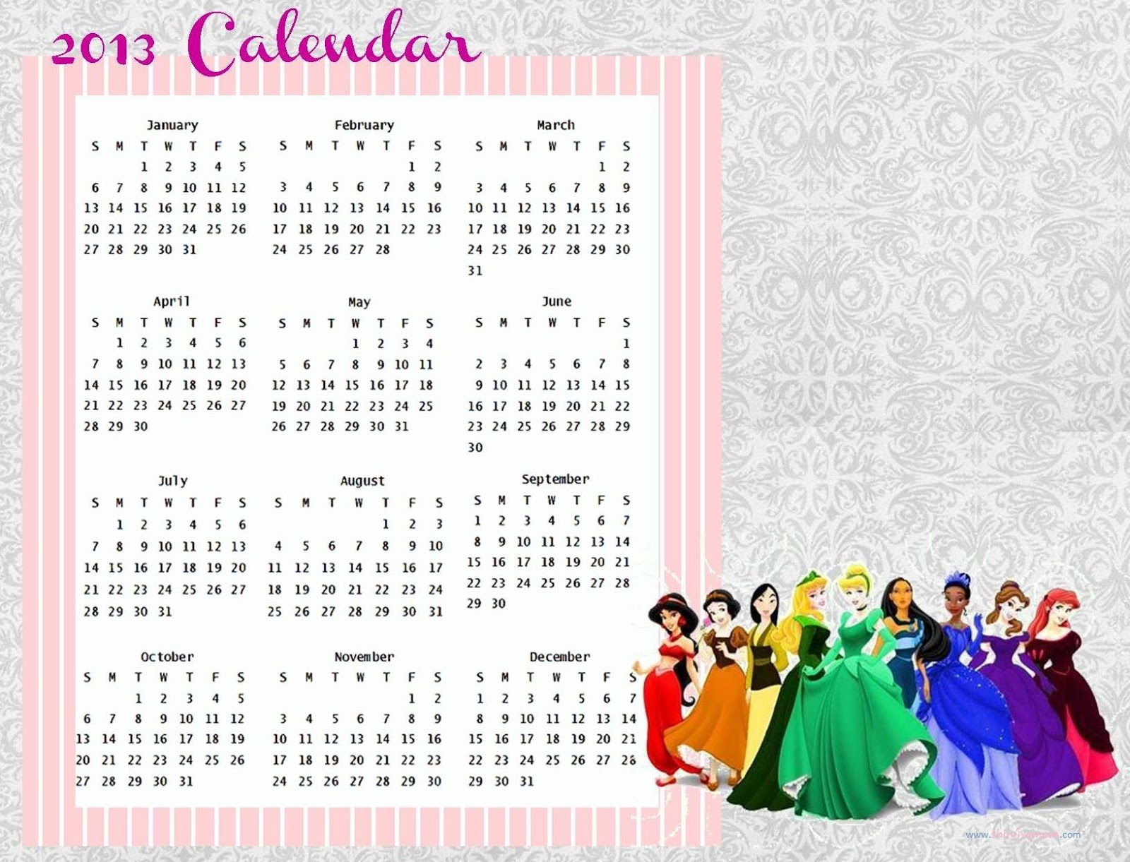 2013 Printable Disney Calendars For Your Kids