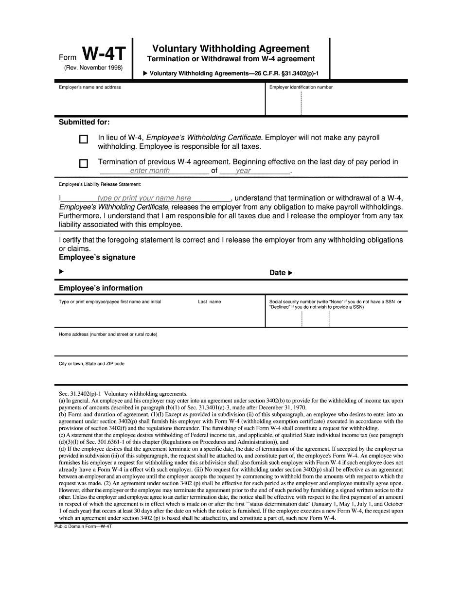 2017 Irs Form W-4T - Fill Out Digital Pdf Sample