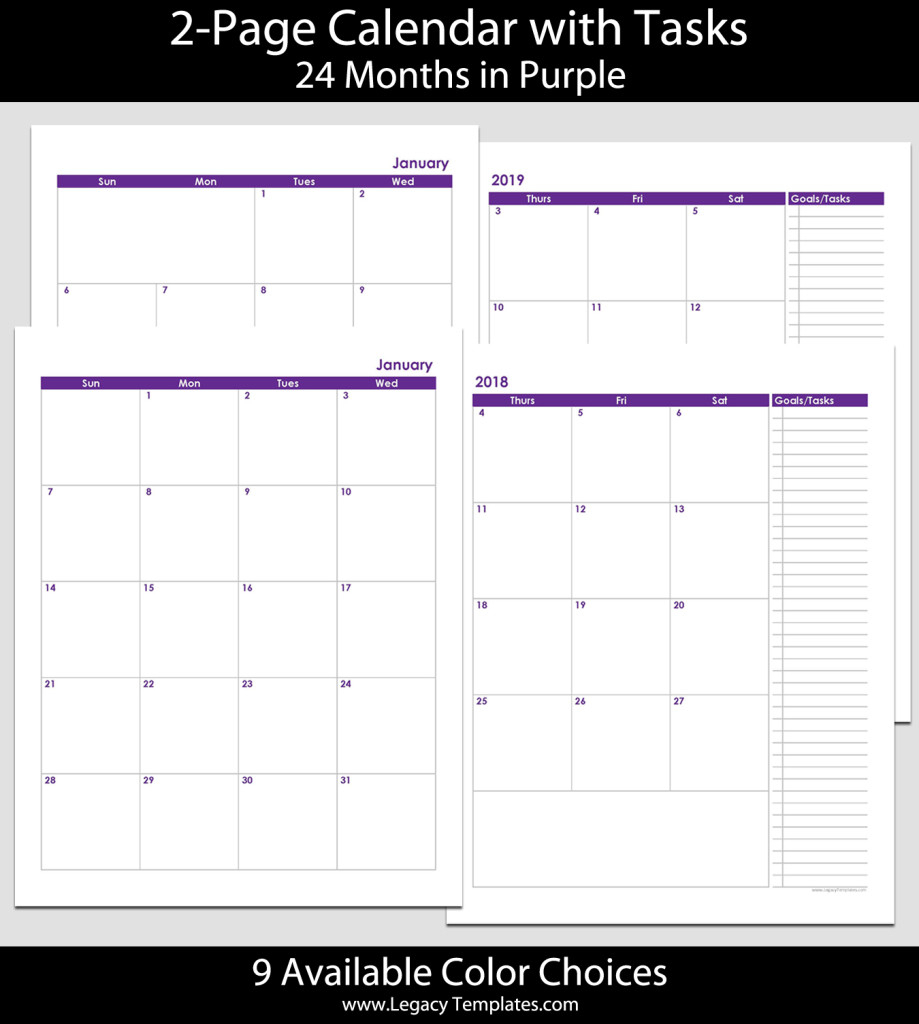 2018 &amp; 2019 24-Month 2-Page Calendar – 8 1/2″ X 11″ | Legacy