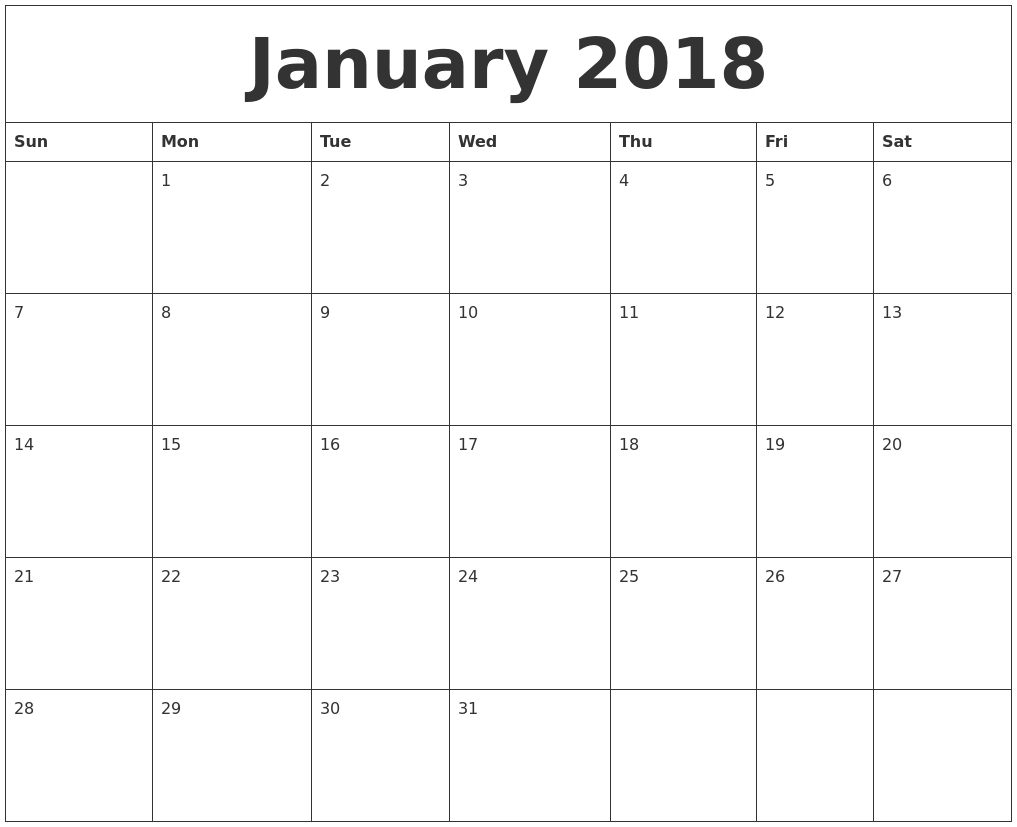 2018 Calendar Templates | Word, Excel &amp; Pdf Templates