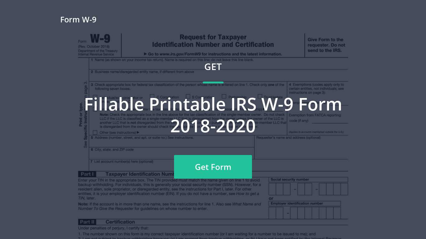 2018 Irs W-9 Form - Free W9Form-Online -Change To