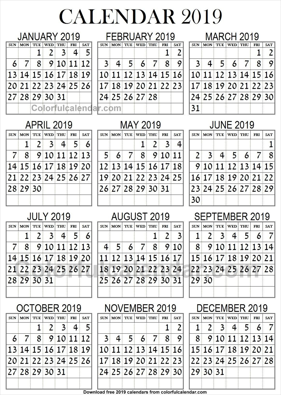 2019 Calendar Large Print | Large Prints, 2019 Calendar