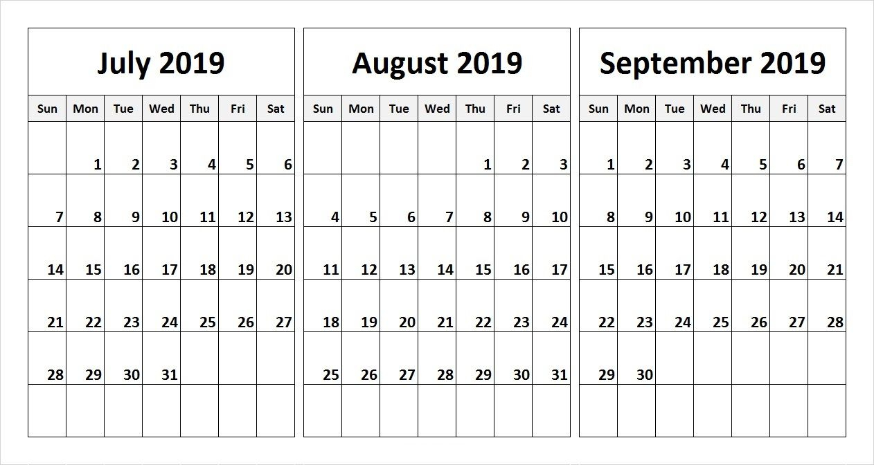 2019 Q3 Printable Calendar | September Calendar, December