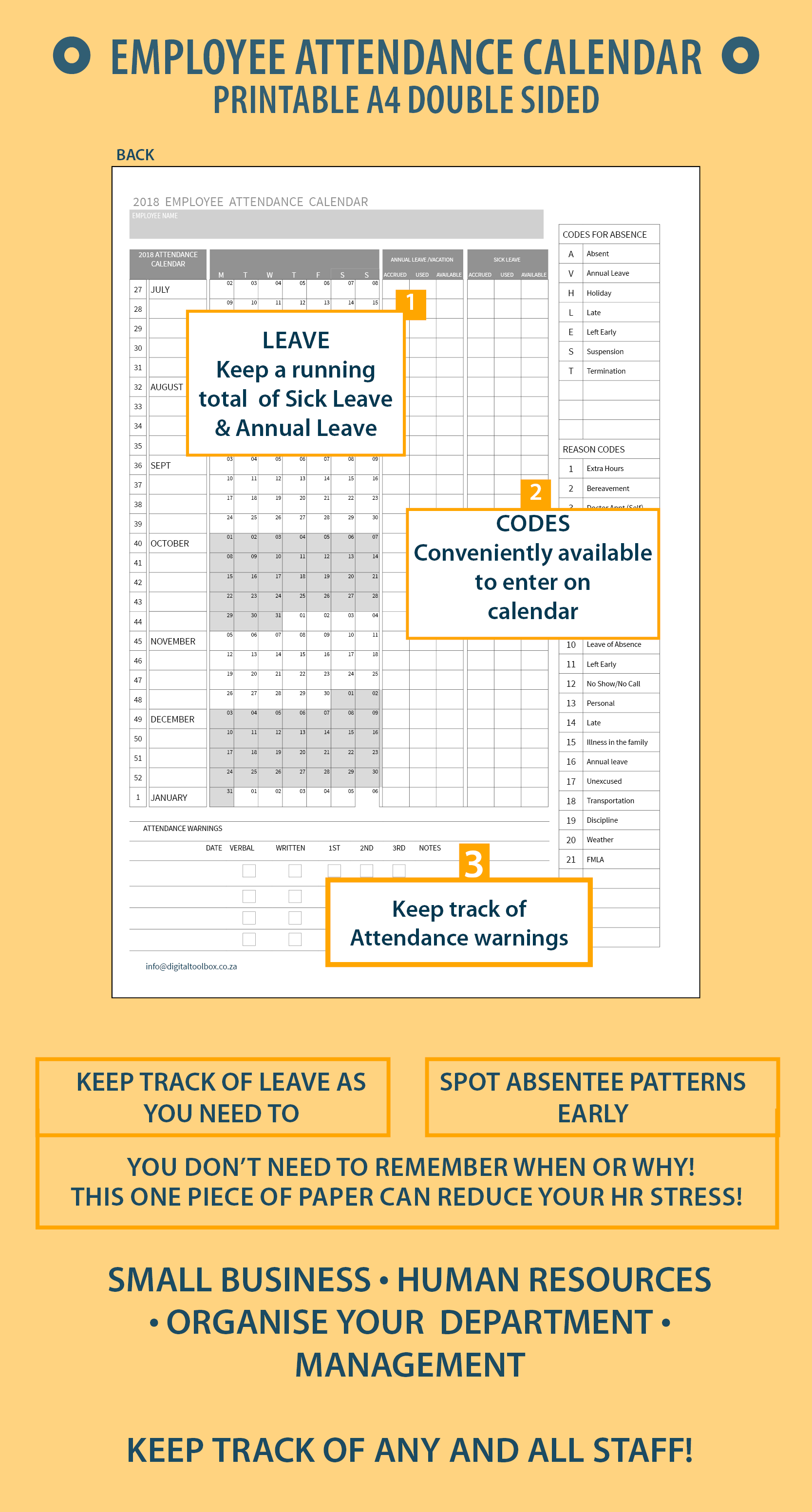 2020 Attendance Tracker Calendar Printable | Example Calendar Printable