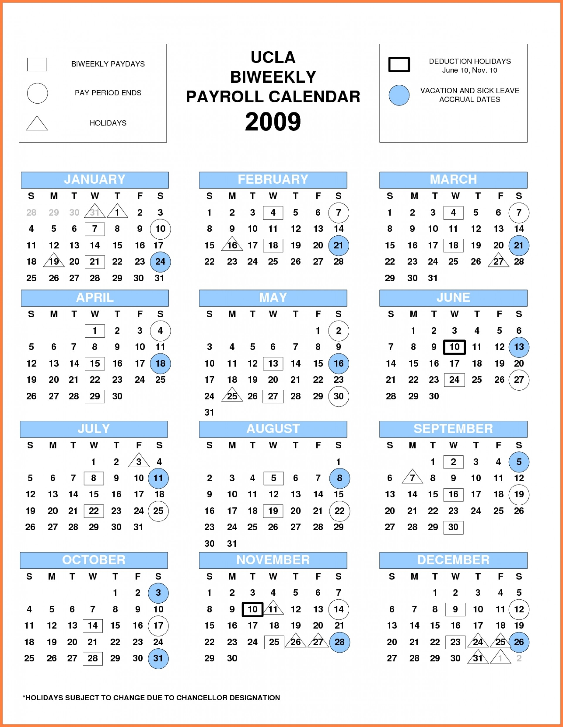 2020 Biweekly Payroll Calendar Template