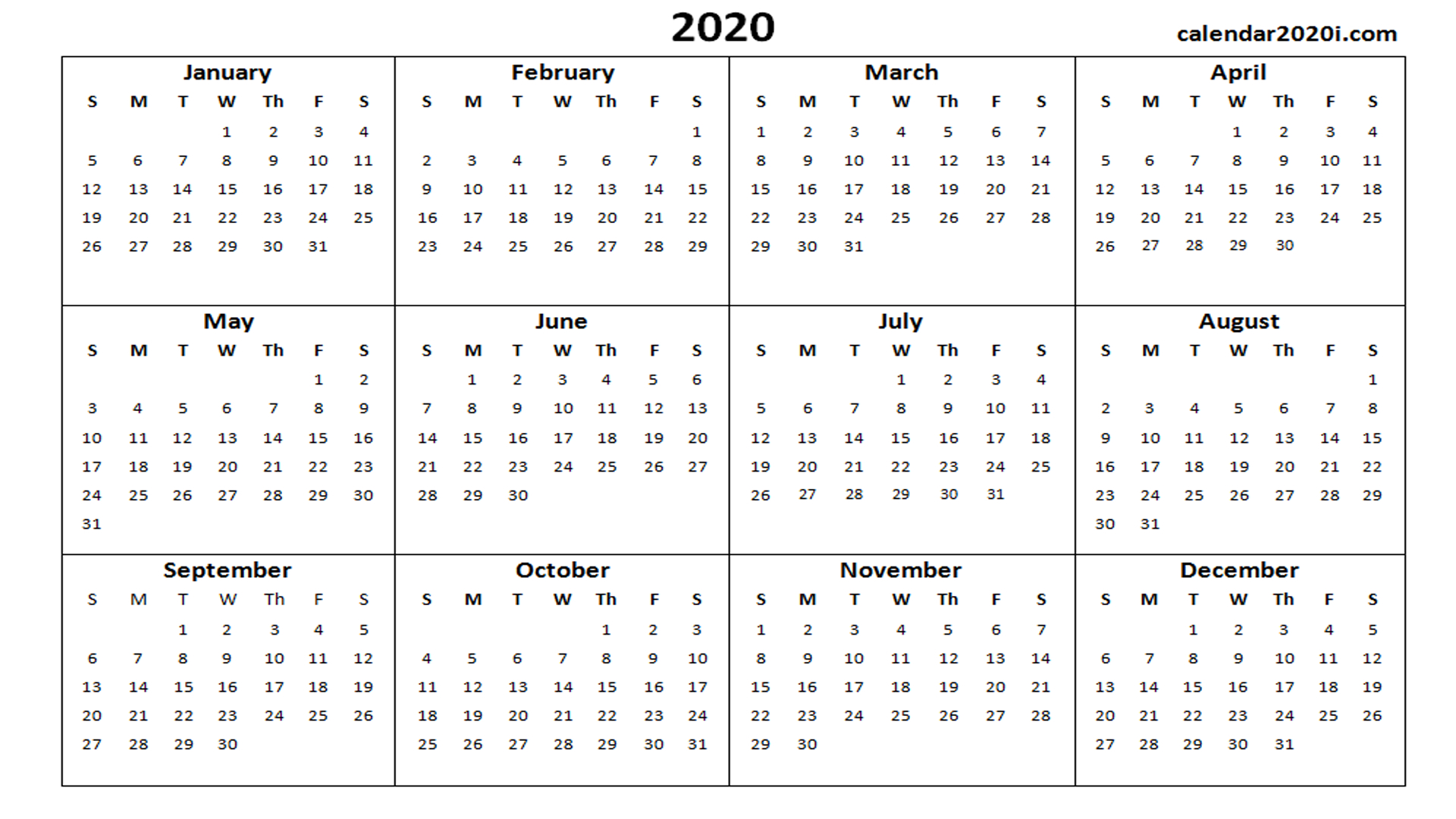 Printable 202 Calendar