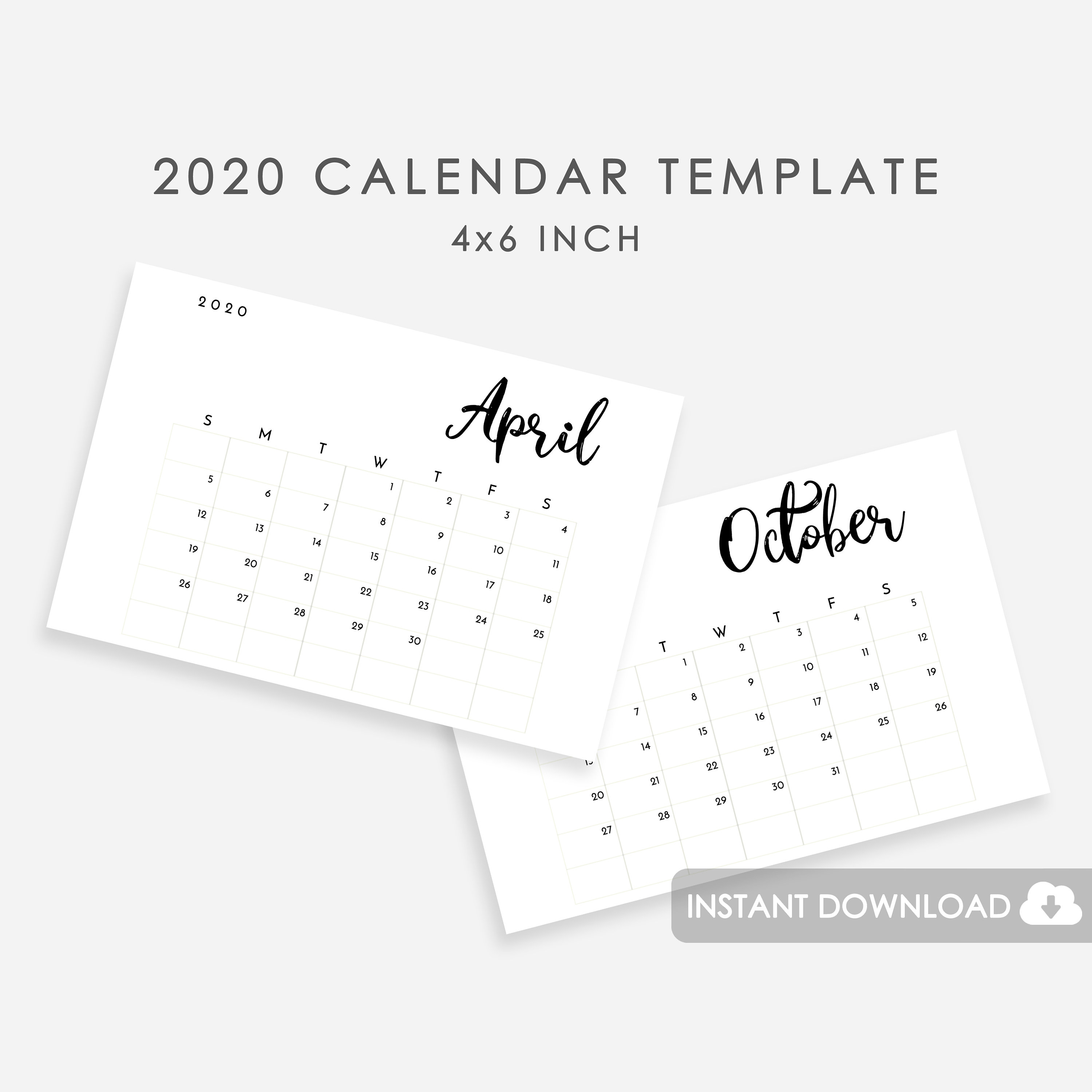 2020 Calendar Template, Calendar Template 2020 Printable, Calendar 2020  Template, Photo Calendar Template Minimalist, Editable Calendar 2020