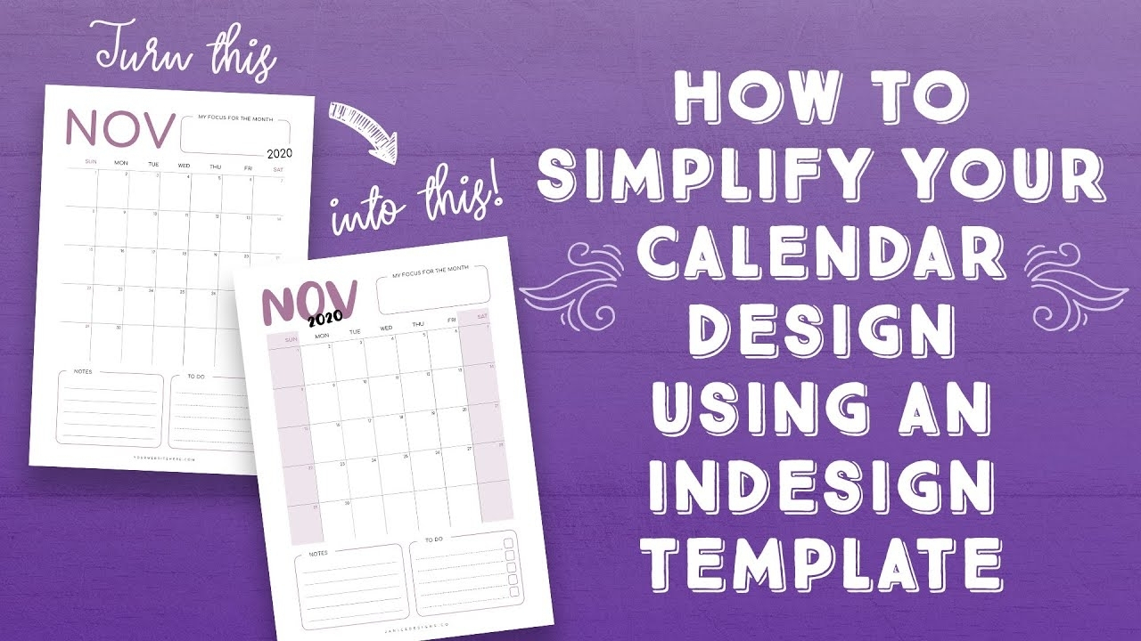 2020 Calendar Template Indesig | Monthly Printable Calender