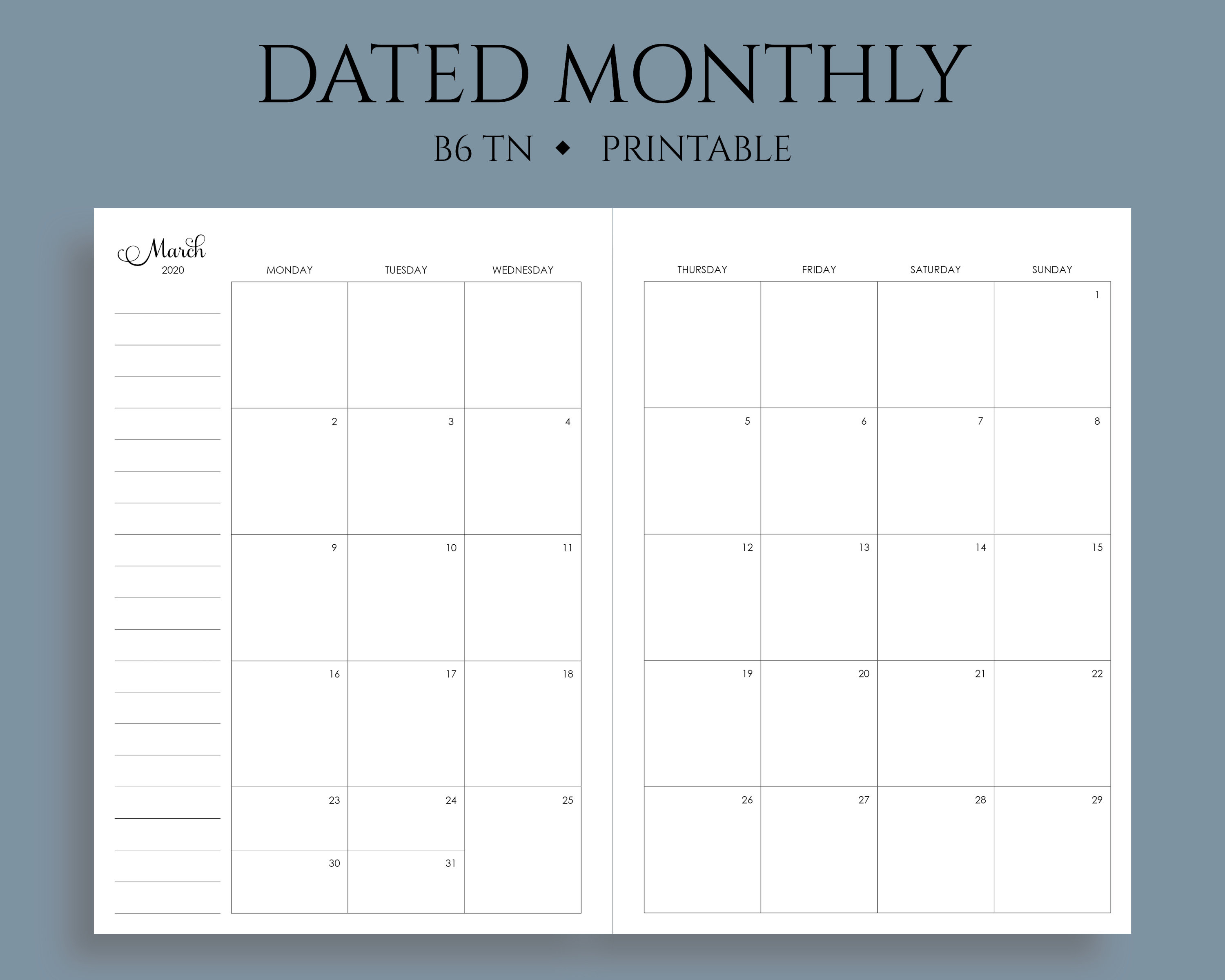 Printable Monthly Calendar Sunday To Saturday No Dates | Example ...