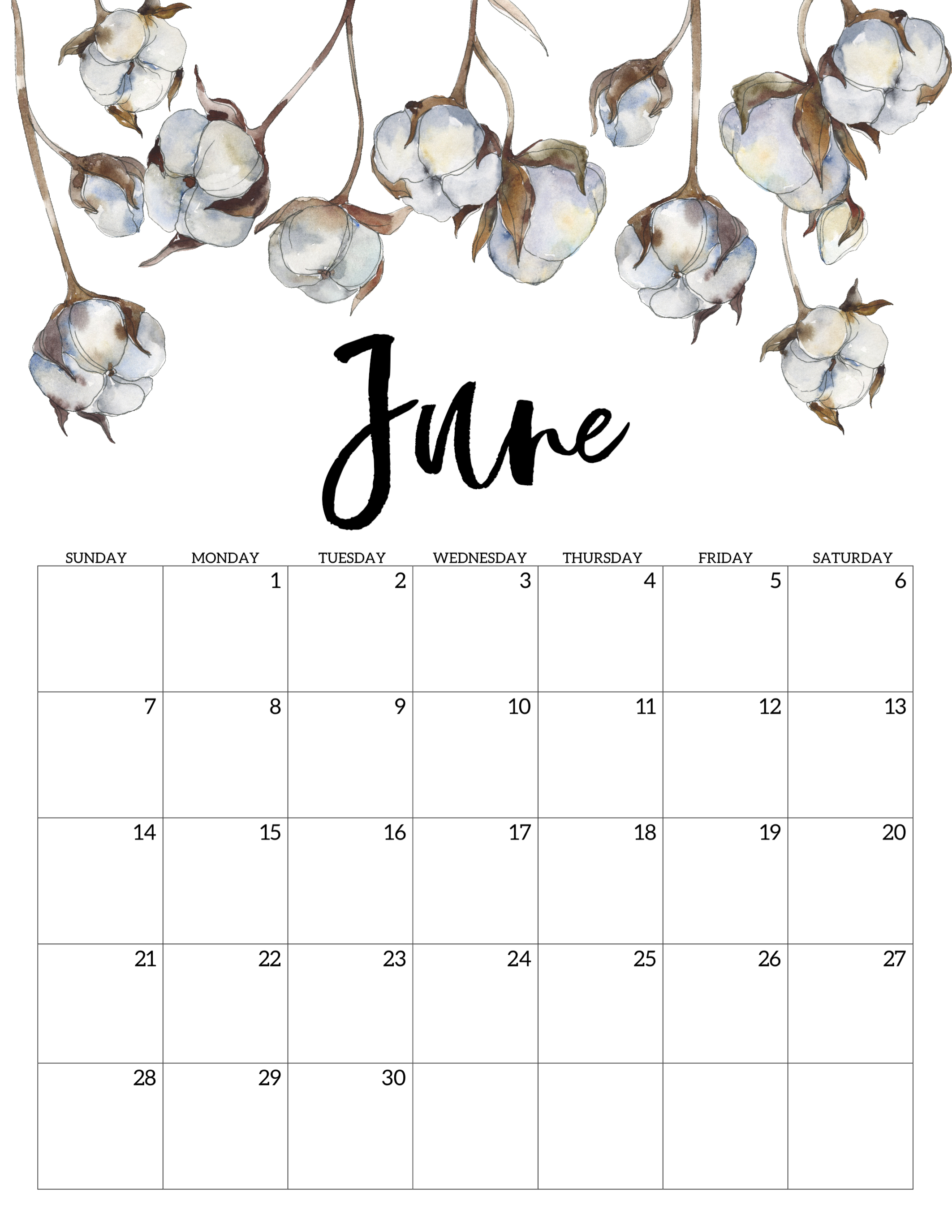 2020 Free Printable Calendar - Floral - Paper Trail Design