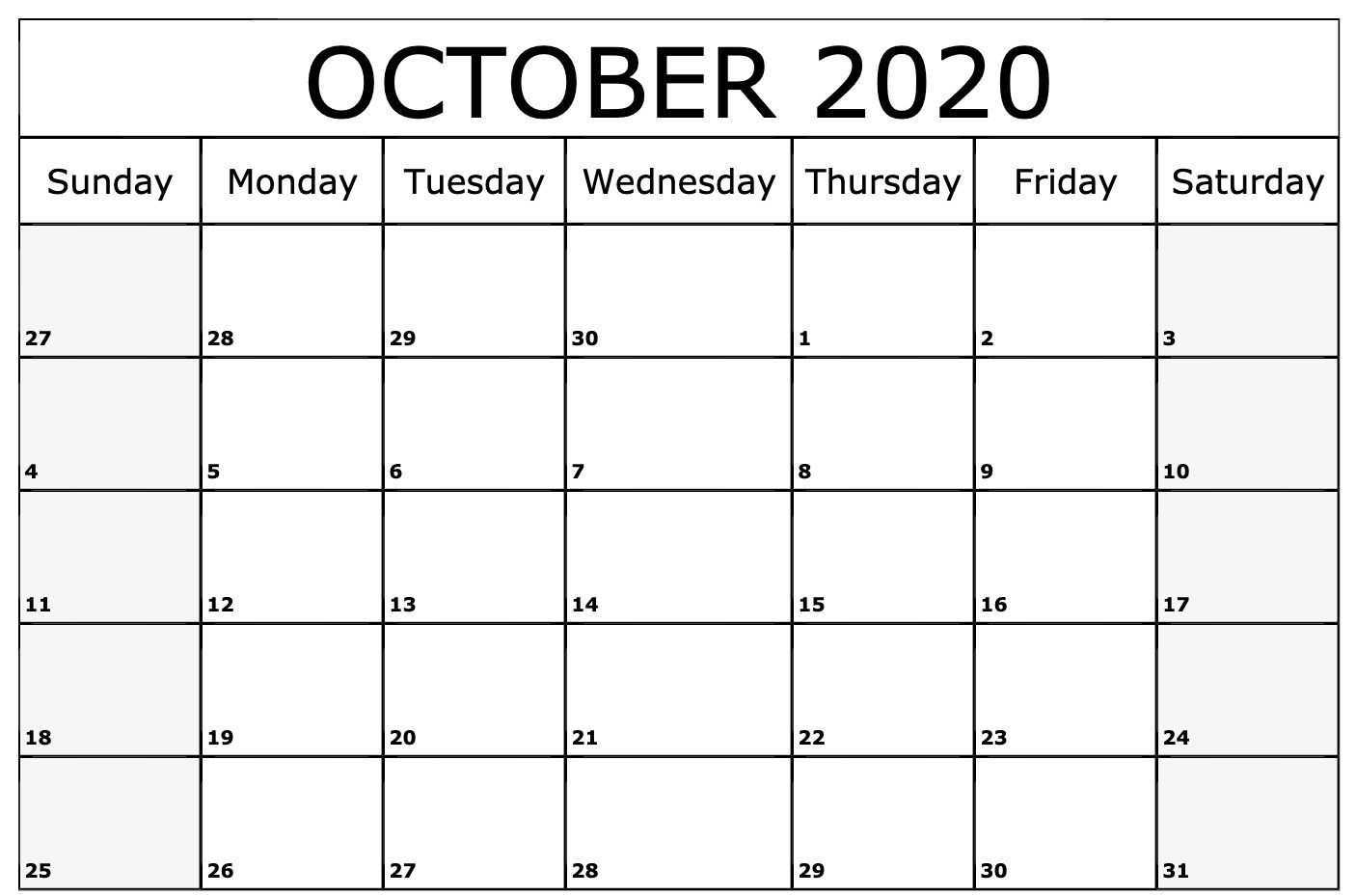 2020 October Calendar | Free Printable Calendar Templates