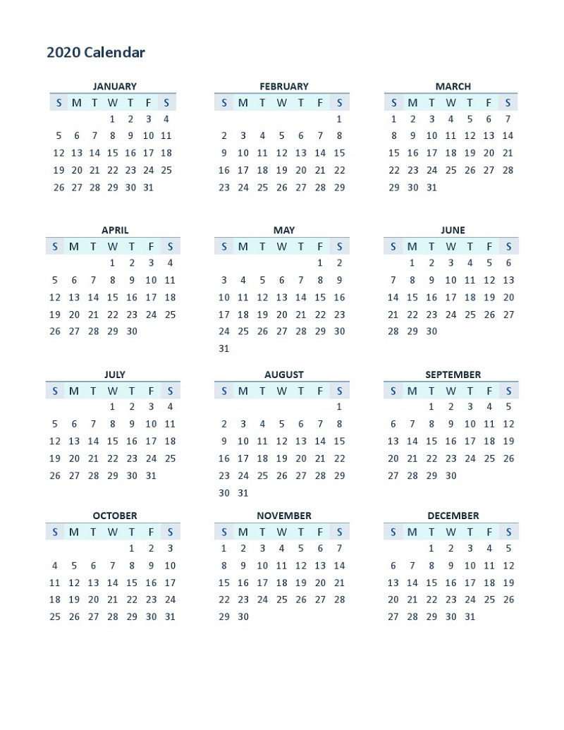 Months Of The Year Calendar Printables