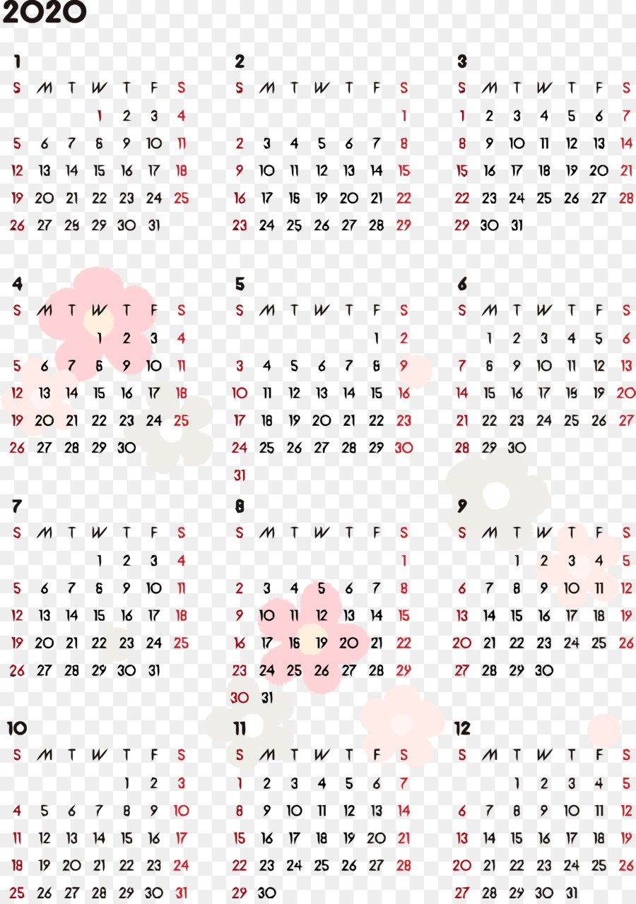 2020 Yearly Calendar Printable 2020 Yearly Calendar Year