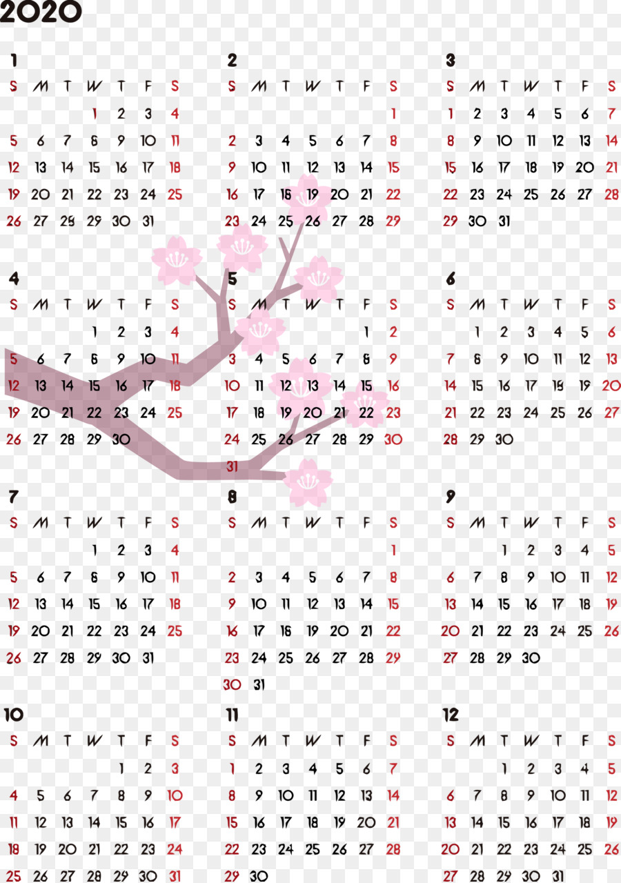 2020 Yearly Calendar Printable 2020 Yearly Calendar Year
