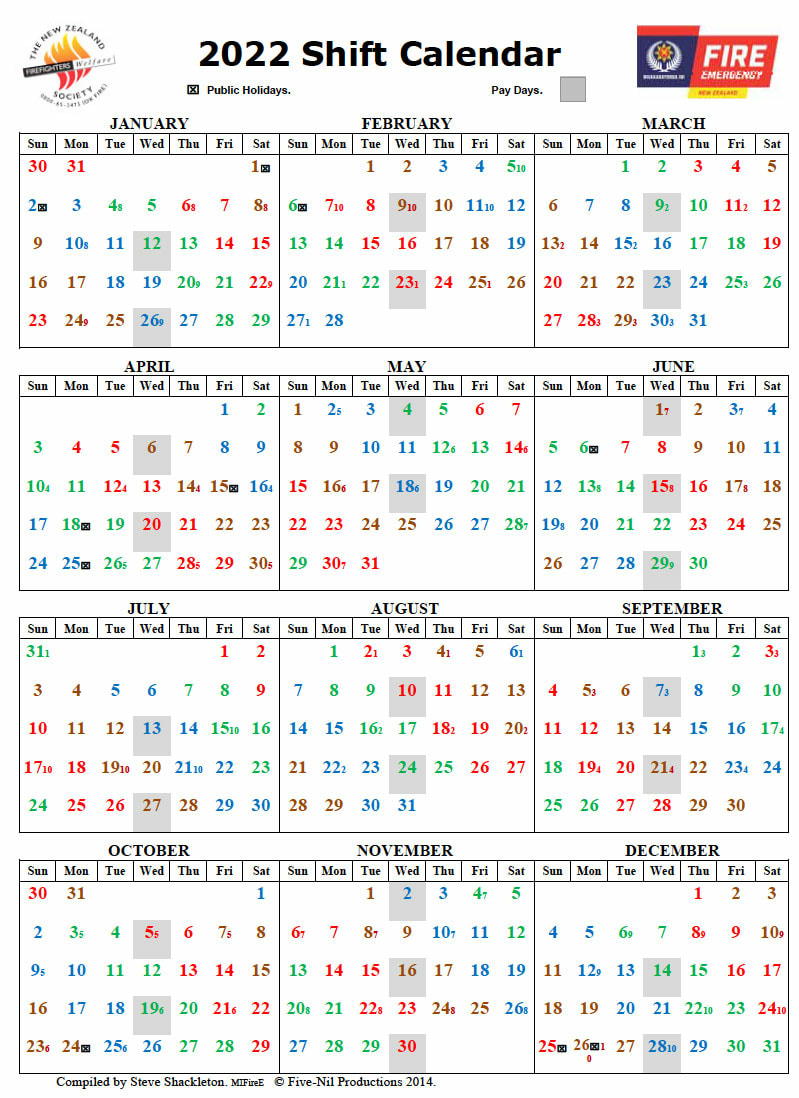 Printable Firefighter Shift Calendar 2022