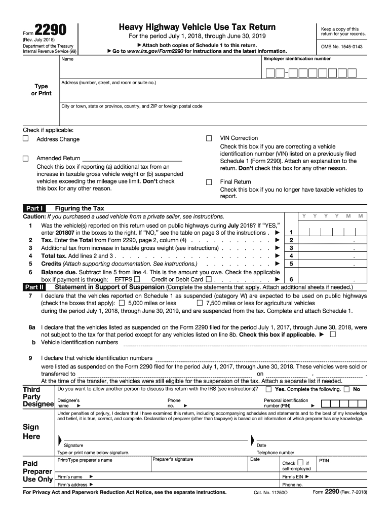 2290 2018-2019 Form Fill Online, Printable, Fillable, Blank