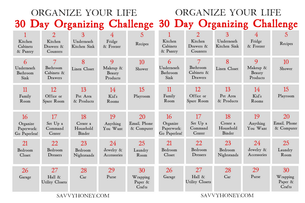 30 Day Organizing Challenge To Declutter Your House &amp; Life