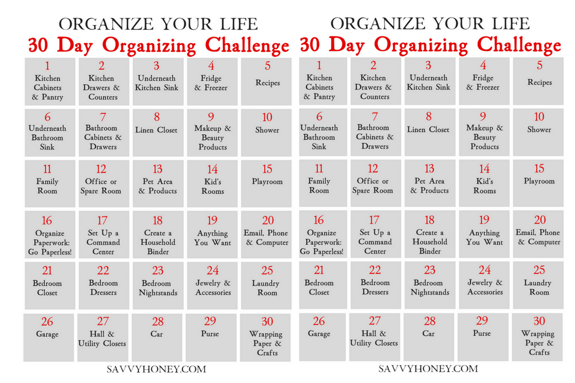 30 day decluttering schedule