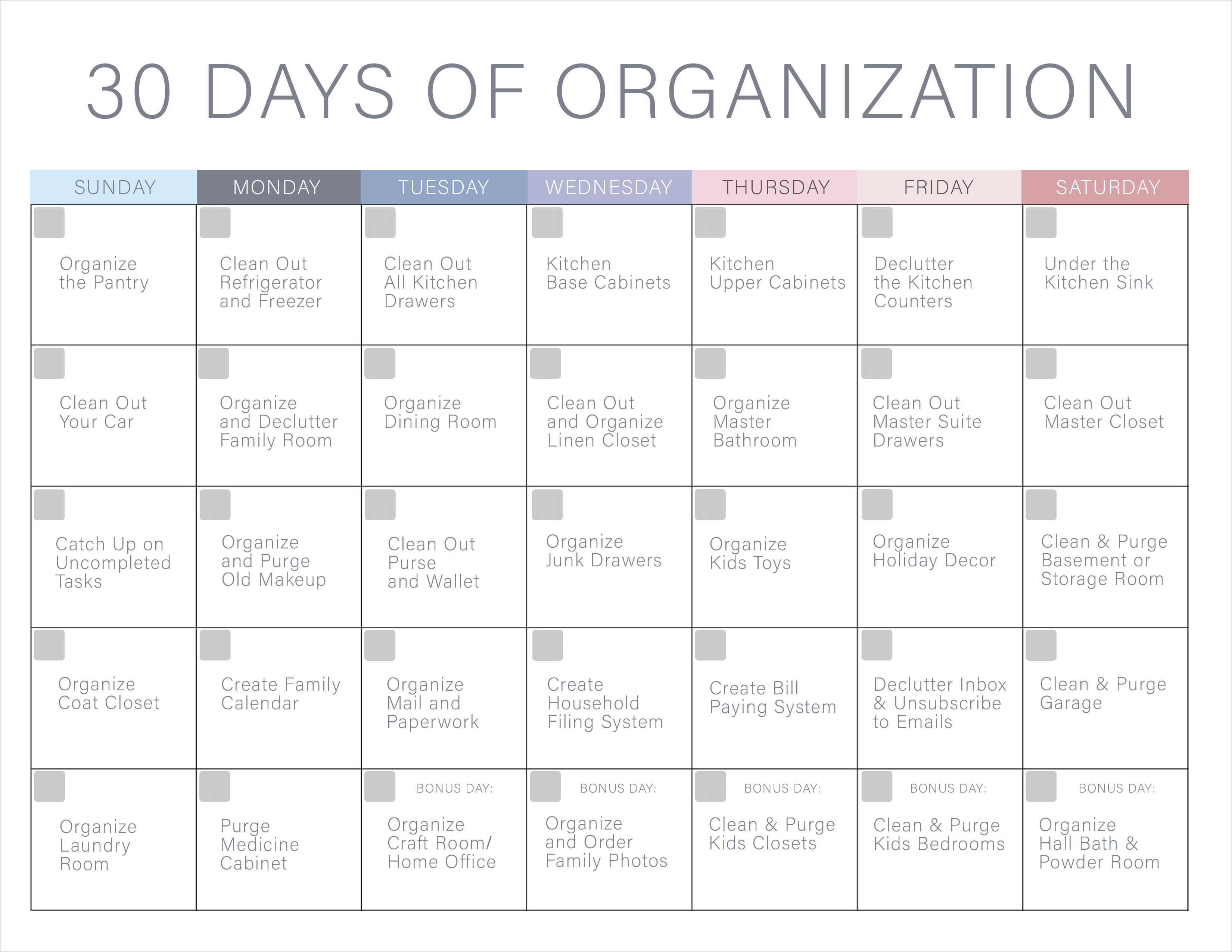 30 Days Of Organization Challenge - Declutter Your Home!