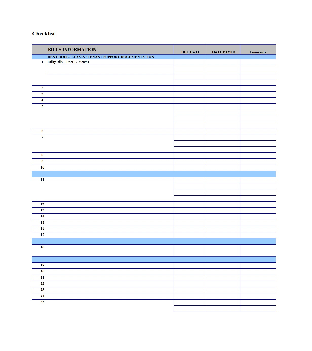 32 Free Bill Pay Checklists &amp; Bill Calendars (Pdf, Word &amp; Excel)