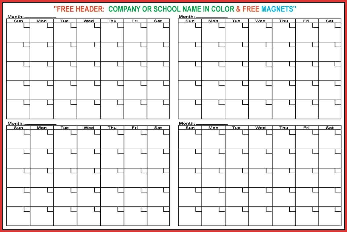 Blank 4 Month Calendar Example Calendar Printable