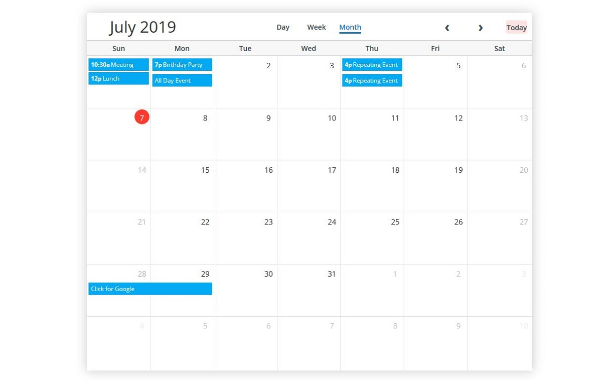 5 Best Free Bootstrap Calendars 2019 - Colorlib