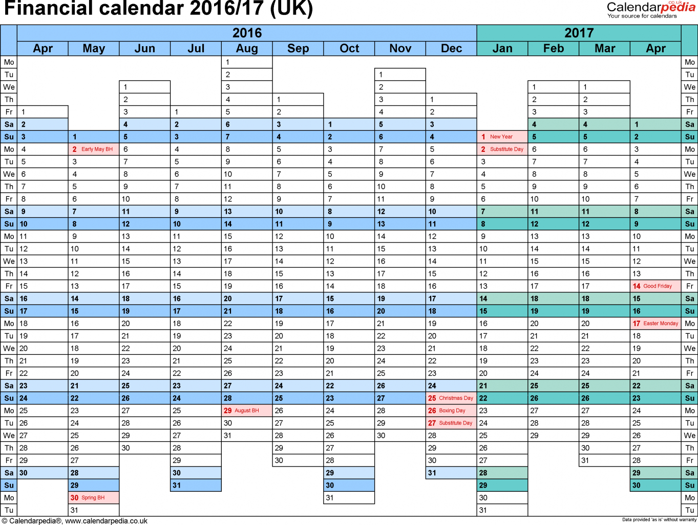 52 Week Calendar Template Excel Free Download