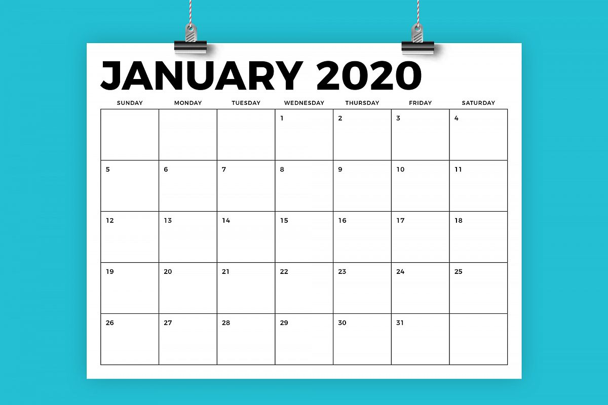 8.5 X 11 Inch Bold 2020 Calendar