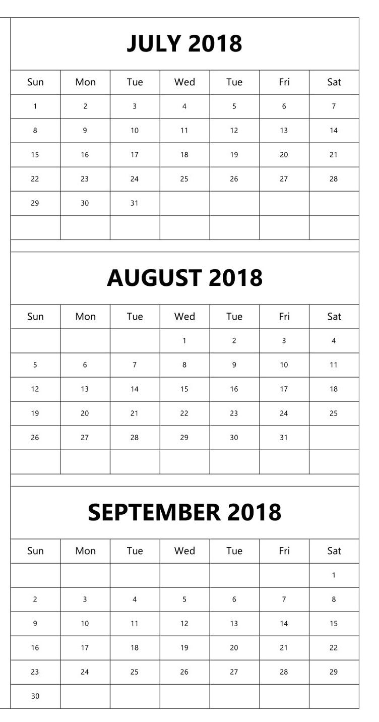 April August September 2018 Calendar Half Yearly | Blank