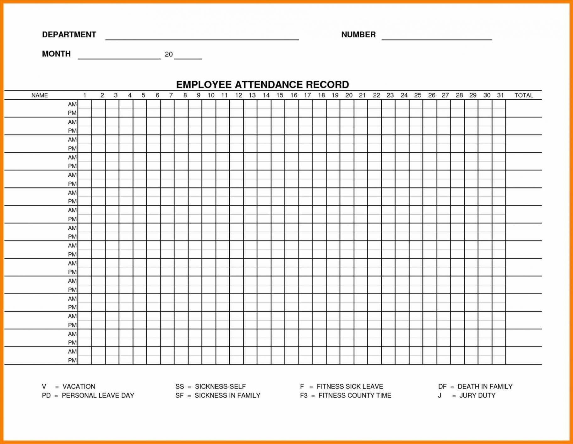 Attendance Point Ystem Preadsheet Printable Employee Heet