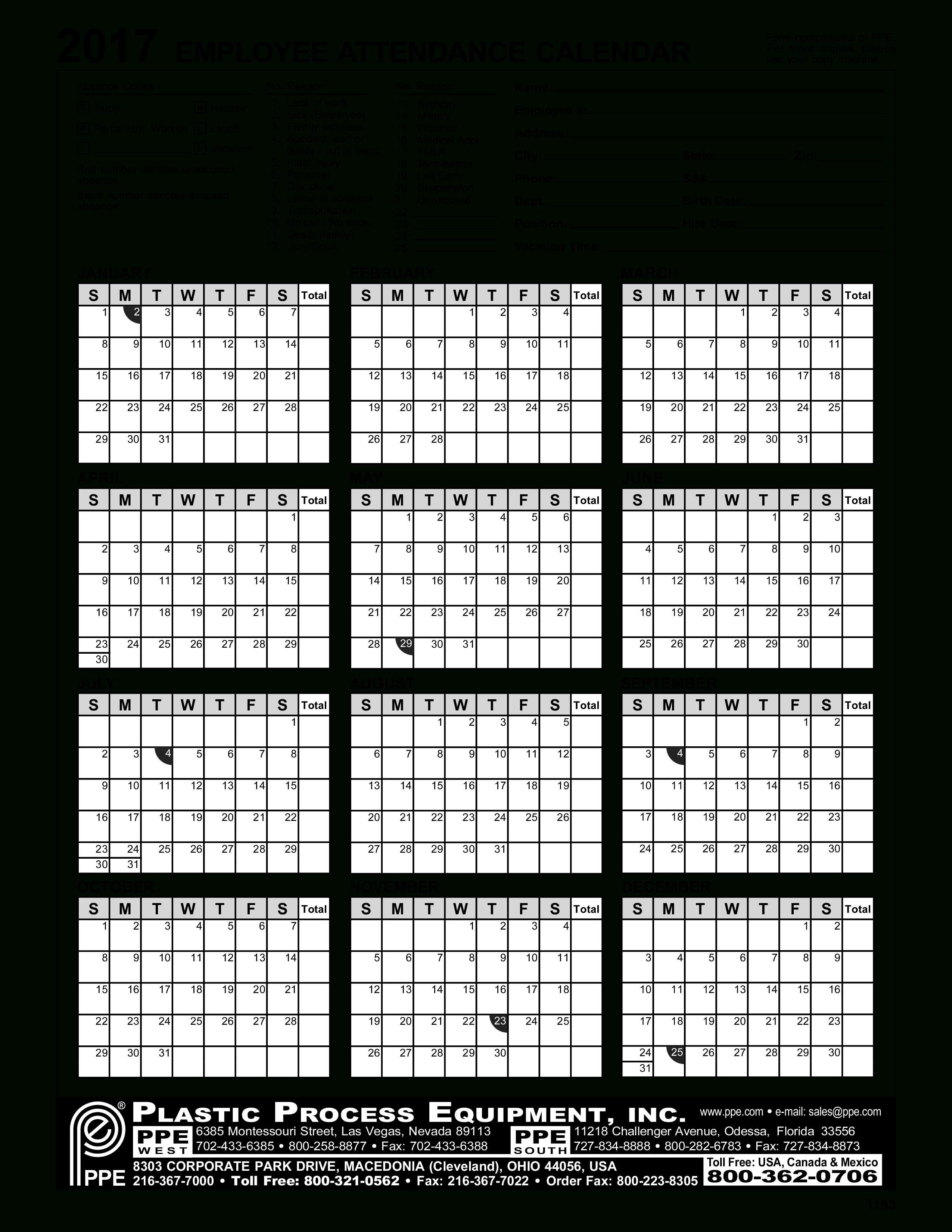 Basic Attendance Calendar | Templates At