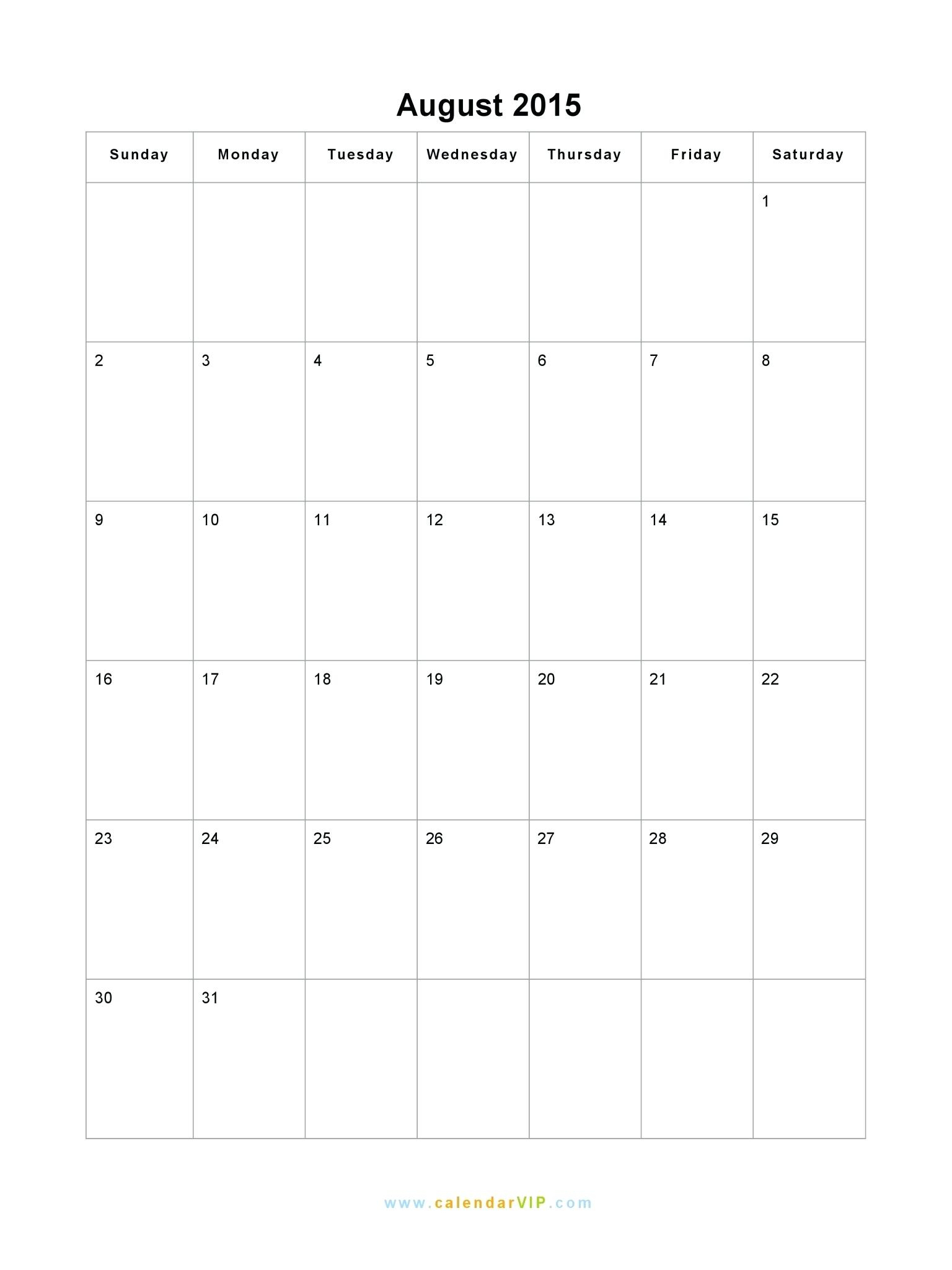 Best Coloring : August Calendar Blank Printable Template In