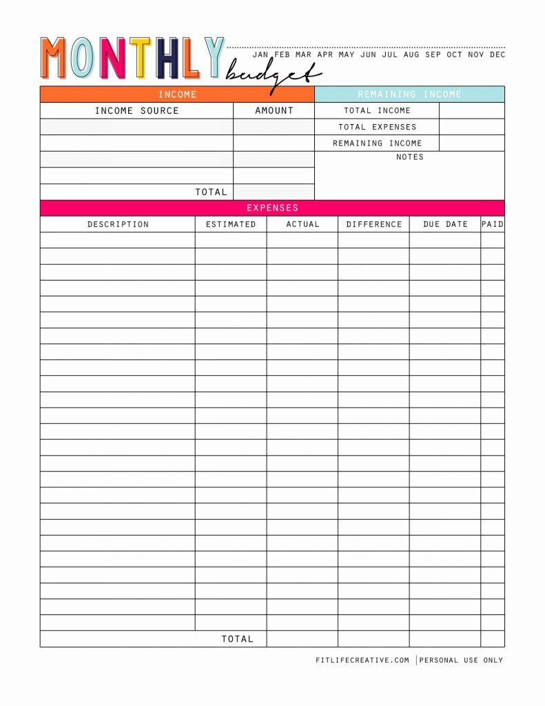 Free Printable Monthly Bill Ledger