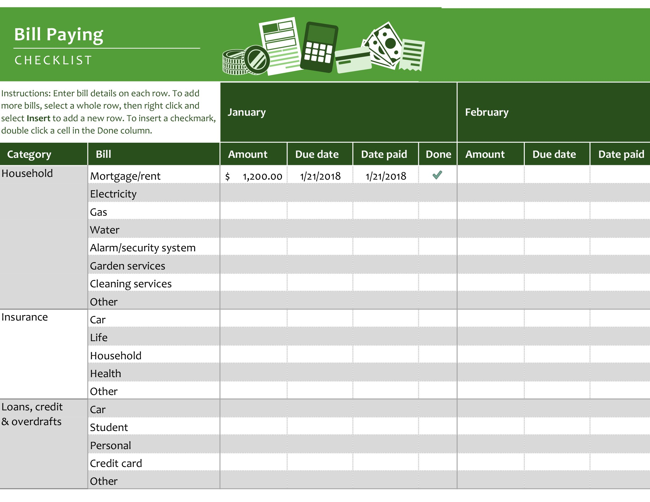 Bill Paying Checklist - Office Templates &amp; Themes - Office 365