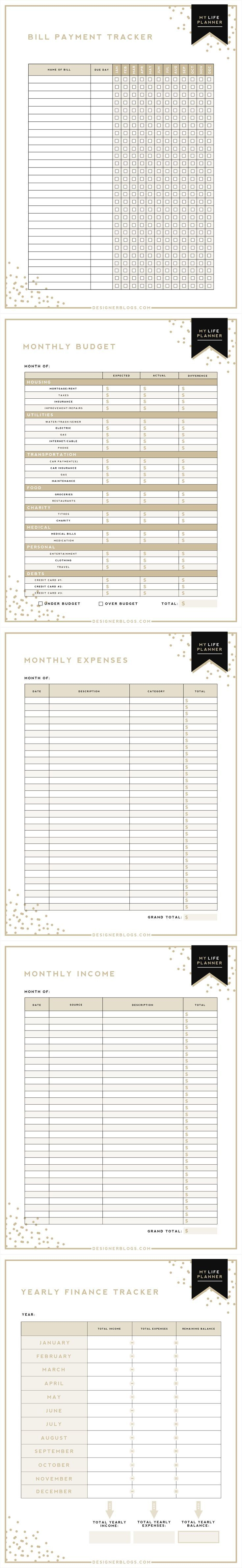 Bill Payment Printable | Monthly Budget Printable | Monthly