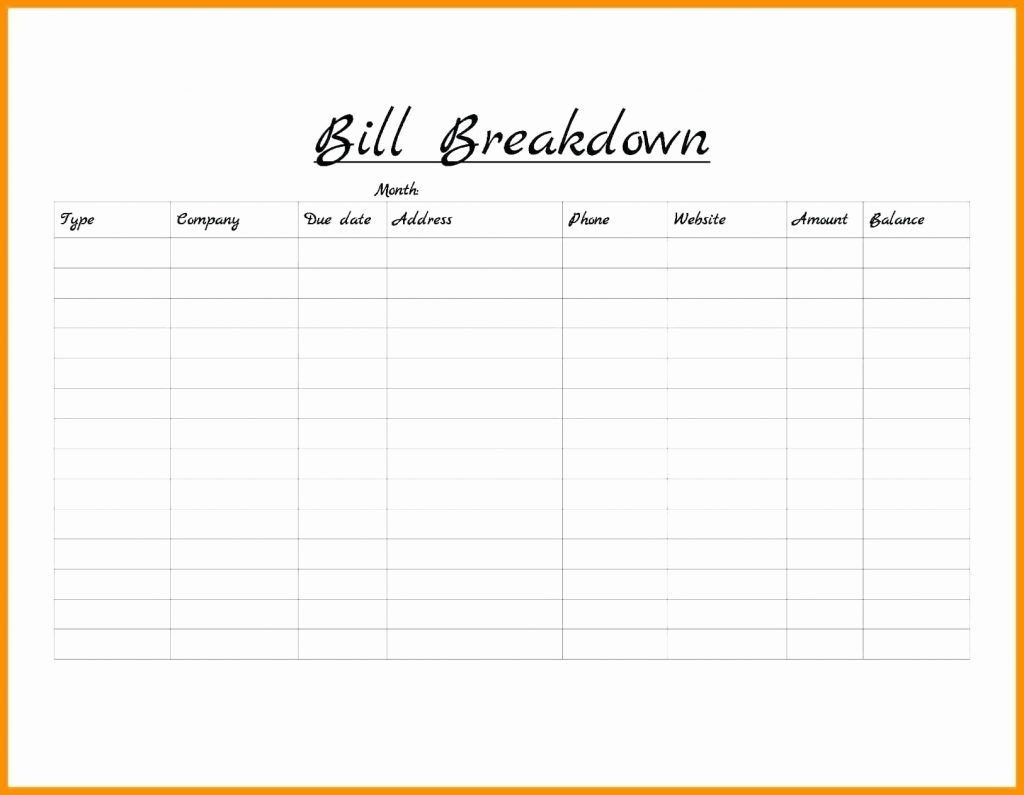 monthly bills organizer template