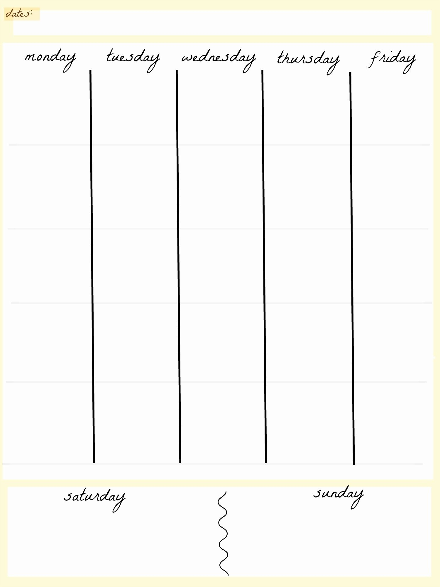 5 Day Calendar Template Word