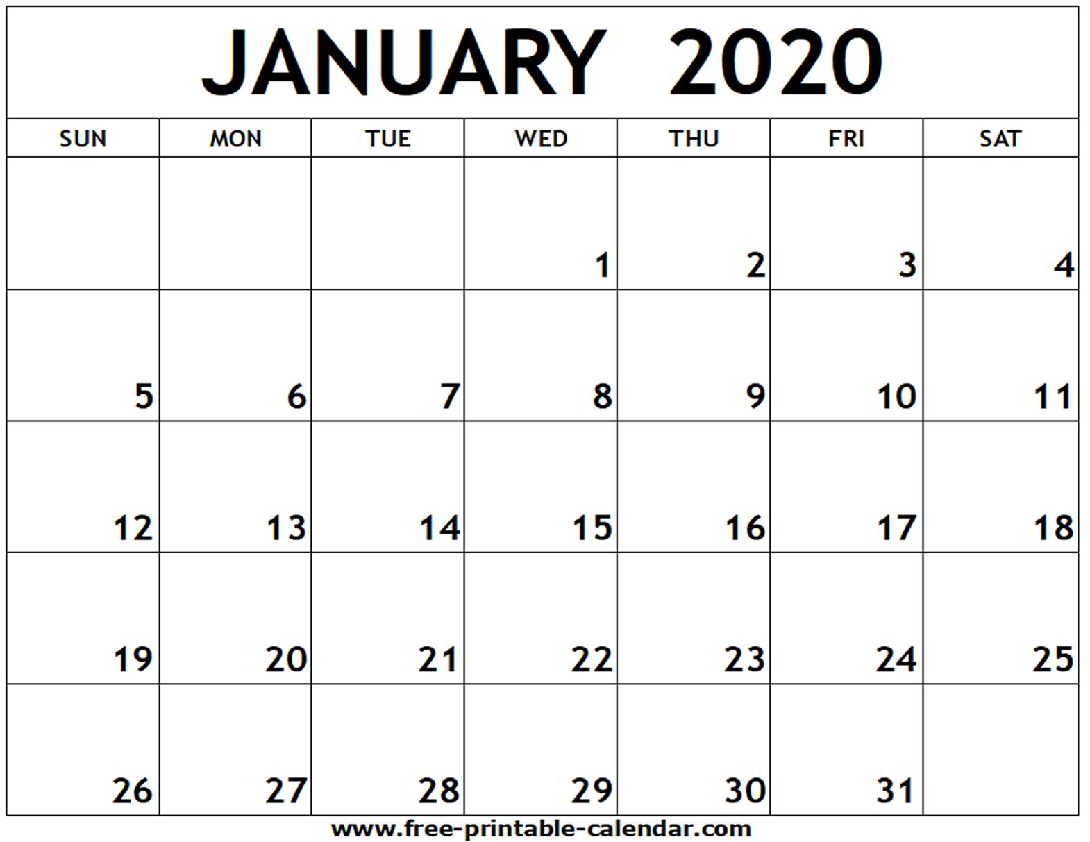 Blank Calendar For 2020 - Tunu.redmini.co