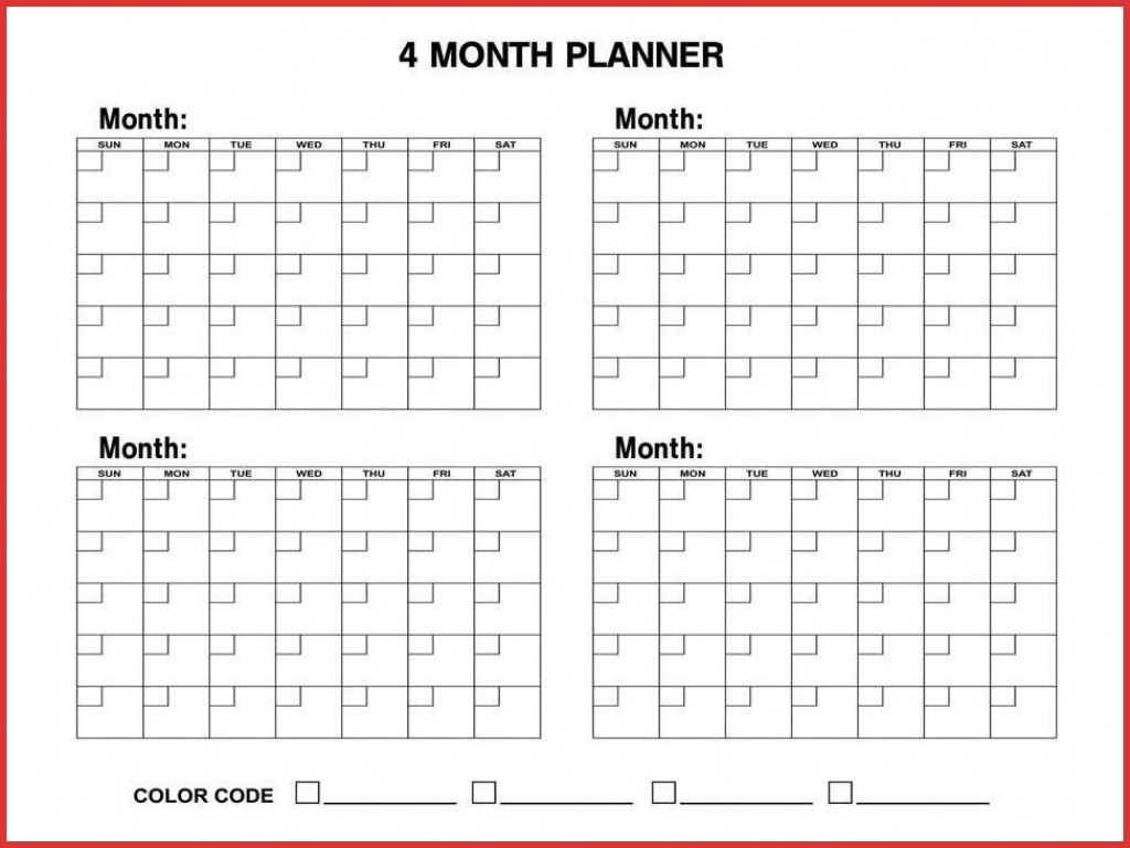 4 Month Planner Template Example Calendar Printable