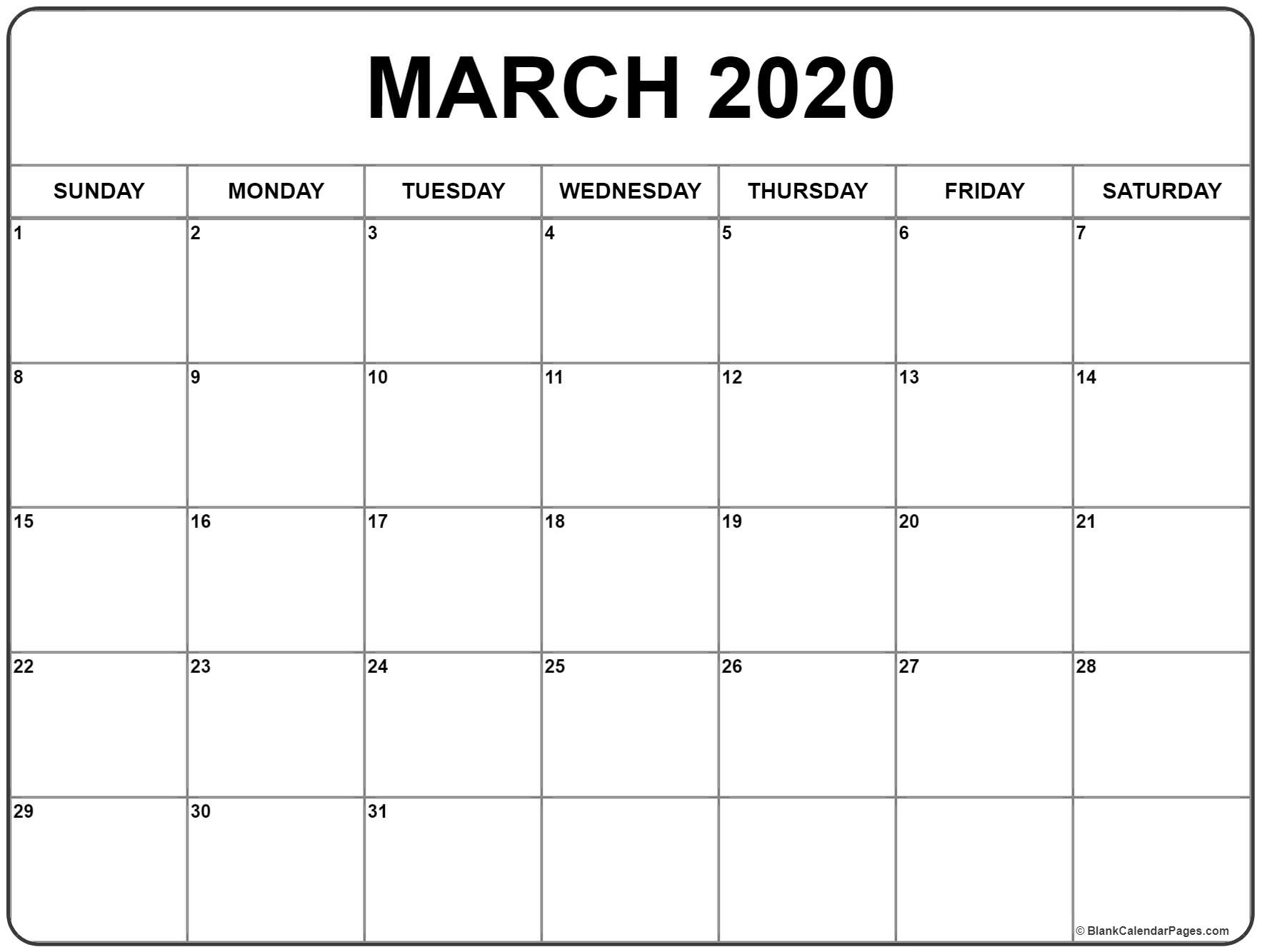 Blank March Calendar 2020 - Colona.rsd7