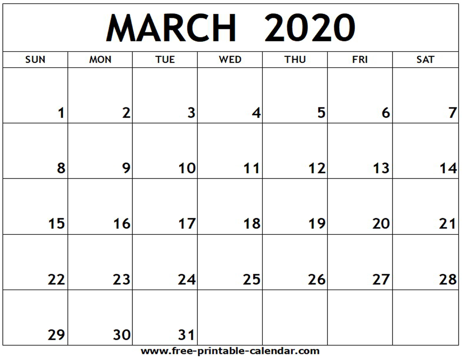 Blank March Calendar 2020 - Colona.rsd7