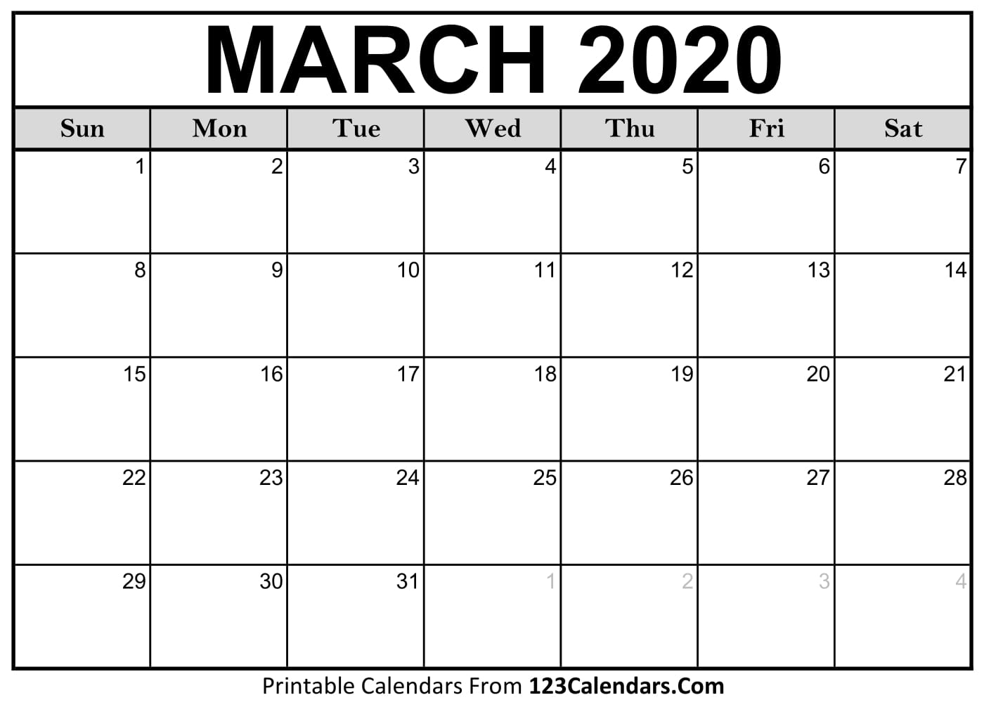 Blank March Calendar 2020 - Colona.rsd7